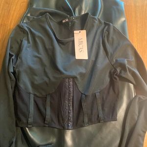 Top with faux leather skirt